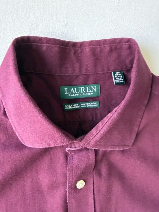Lauren Ralph Lauren Other - Lauren Ralph Lauren Button Down Shirt Stretch Cotton Long Sleeve Burgundy XL 17